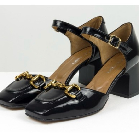 Leather black shoes on low heel, height quality, handmade by Ukranian designers - Picture 5 of 14
